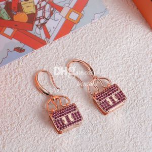 Stylish Rhinestone Earrings Studs Mini Bag Style Letter Retro Studs Earrings 18K Gold Charming Earrings Jewelry