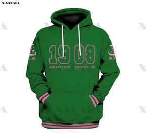 AKA 1908 Yeşil Desen Dövme 3D Baskılı Hoodie Man Kadın UNISEX DAVAR Fermuar kazak sweatshirt Sıradan G12143692699