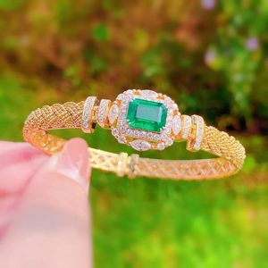 Kutular 14K Altın Renk Paraiba Emerald Bilezik Kadınlar İçin Büyüleyici Bileklik Vintage Gmestone Bilezik Yıldönümü Hediyeleri