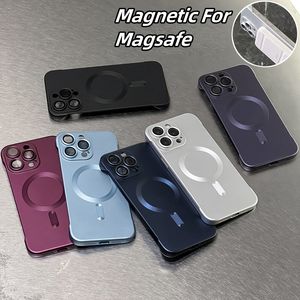 Роскошные магнитные без границ для Magsafe, беспроводная зарядка, матовые безрамные жесткие пластиковые чехлы для ПК, защитная крышка для объектива камеры, стекло для iPhone 15 14 Plus 13 12 11 Pro Max