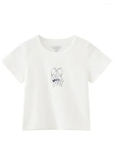 Kadın Tişörtleri Puwd Kadın Melek Baskı Tee 2024 Bayanlar rahat rahat kolsuz gitar beyaz tişörtler için ince tişört