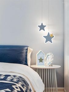 Kolye lambaları Nordic Bedside Star Moon Modern Yatak Odası Uzun Hatlı Asılı Lamba Oturma Odası Koridor Sundurma Balkon Işıkları