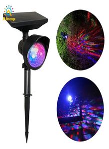 Upgraded Solar Laser Lighting Colorful Rotate LED Projection Lamp Stage Effect Magic DJ Ball Lights for Party Outdoor Home Decor1806316
