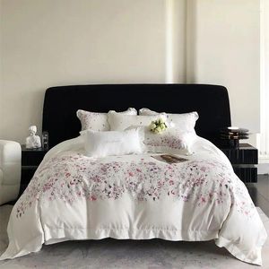 Yatak takımları 1000tc lyocell pamuklu şık çiçekler baskı seti nevresim kapak yatak sayfası yastık kılıfları yüksek kaliteli yumuşak ipeksi