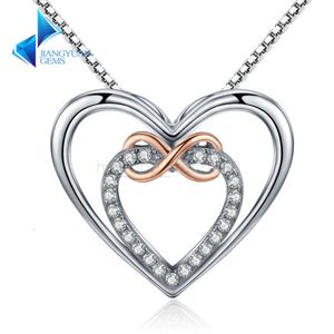 Toptan Fine Takı Otantik 925 STERLING Gümüş Infinity Love Double Heart Zirkon Kolye Kadın Mücevher Hediyesi