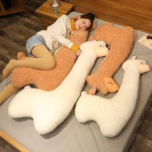 130cm Güzel Alpaca Peluş Oyuncak Japon Alpaca Yumuşak Dolgulu Sevimli Koyun Lama Hayvan Bebekleri Uyku Yastığı Ev Yatak Dekoru Hediye 240102