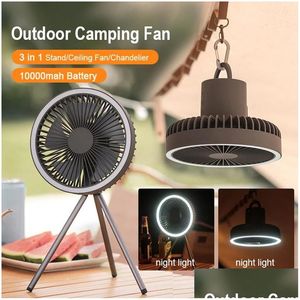 Fans 10000Mah 4000Mah Cam Fan Rechargeable Desktop Portable Circator Wireless Ceiling Electric With Power Bank Led Lighting Drop Del Dhdog