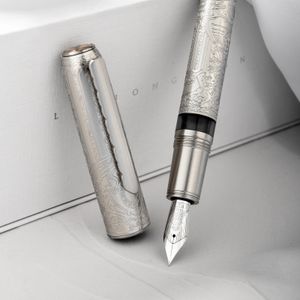 Hongdian 100 EFFMLong Knife Nib Piston Fountain Pen Красивая металлическая гравировка Большая подарочная ручка для письма 240102