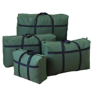 Ağır hizmet tipi ekstra büyük kapasiteli depolama torbaları yeşil kalınlaştırılmış tuval taşıma malzemeleri alan tasarruflu kıyafetler organizatör 240102