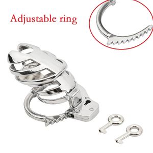 Metal Masculino Pequeño Pene Jaula Anillo Ajustable Lock Bondage Bird Chastity Jaula Cinturón Anillo de Polla Esclavo Restricción Entrenador Hombre Juguete Sexual 240102