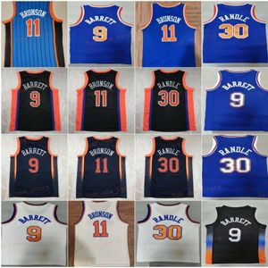 Stitch City Basquete RJ Barrett Jersey 9 Homens Jalen Brunson 11 Julius Randle 30 Associação ganha para fãs de esporte Equipe Azul Marinho Branco Preto