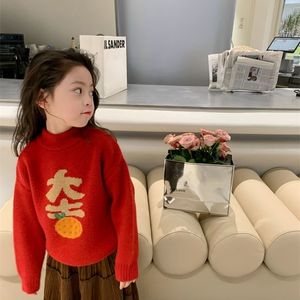 Winter Children's Sweater Cartoon Jacquard Big Orange Big Parent-Child Sweater For Boys And Girls 240102