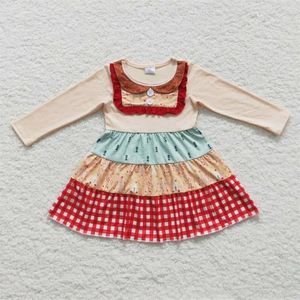 Mädchen Kleider Großhandel Säugling Kleinkind Lange Ärmel Weihnachtskleid Baby Mädchen Baum Süßigkeiten Kinder Einteilige Kinder Patchwork Kleidung