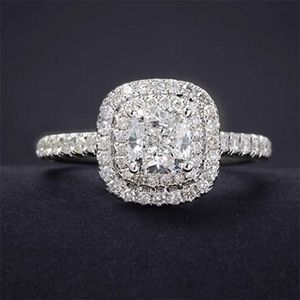 T gg ladys sona elmas yüzük mücevher 925 STERLING Gümüş Prenses-Cut 4Ct Sevgililer Günü Hediye Boyutu için Kristal Elmas Alyans 5-10