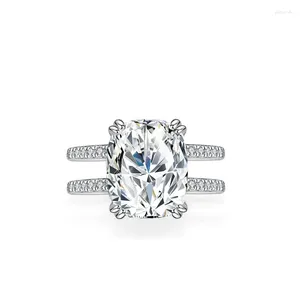 Cluster Rings LESF Cushion Cut 5 Moissanite Engagement For Women 925 Sterling Silver Like Diamond