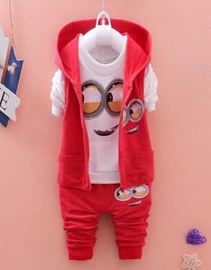 Bebek Erkek Giysileri Set Karikatür Minion Erkek Kızlar Kapşonlu Ceket Gömlek Pantolon Takım Bebek Çocuk Giysileri Bebes Terzini MX19085277345