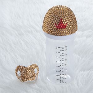 MIYOCAR lovely bling 260ml plastic baby bottle and pacifier set BPA free many colors choose baby shower gift 240102