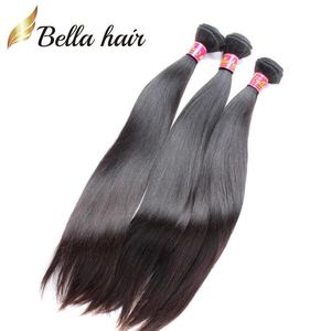 Tramas cor natural 9a 100 extensões de cabelo peruano não processado 4 pçs / lote cabeça cheia em linha reta extensão de cabelo humano frete grátis