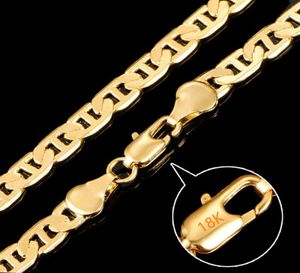 18k damgalı gerçek sarı altın kaplama esnek figaro kolye zinciri takılar 20quot6 mm altın dolu mücevher1567445