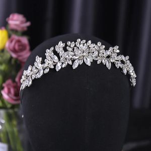 Wedding Bridal Headband Handmade Rhinestone Crystal Flower Headband Hairband Tiara For Women Wedding Hair Accessories Jewelry 240103