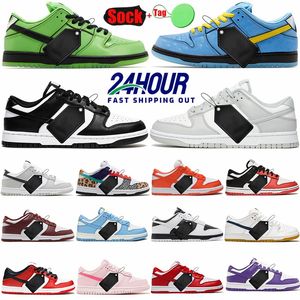 2024 Кроссовки Powerpuff power puff Low Black White Panda Girls Grey Fog Polar Blue dunkz dunkd dunkies Мужские женские дизайнерские кроссовки Duncks Trainers