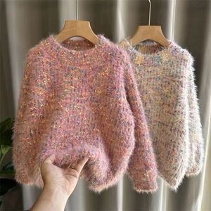 Baby Girl Knitted Sweater Toddler Child Winter Autumn Daughter-Mother Soft Warm Sweater Colorful Top Parent-Child Baby Clothes 240102