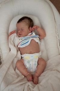 Puppen Puppen NPK 45CM geborene Babypuppe Reborn Loulou schlafend weicher kuscheliger Körper lebensechte 3D-Haut mit sichtbaren Adern Hohe Qualität handgefertigt 2307