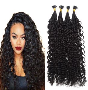 100s Brazilaina Keratin Tip Curly Hair Extension Blond Human Hair Extension Keratin Flat Tip Hair Extension Natural Black Brown 147995171