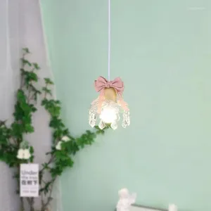 Kolye lambaları Pembe Yay Lambası K9 Prenses Odası için Crsytal Dekorasyon Çocuk Yatak Odası Giriş Fuaye Yemek Odası Bar Asma Işık