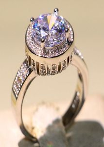 Taç alyans yüzüğü lüks mücevher 925 STERLING Gümüş Eşsiz Yuvarlak Kesilmiş Beyaz Topaz CZ Pırlanta Partisi Nişan Yüzüğü 6601907