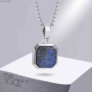Ожерелья с подвесками Vnox 15 мм, квадратное ожерелье с подвеской для мужчин, геометрическая эмаль, кулон из лазурита с каменной цепочкой, простой спортивный шейный воротник