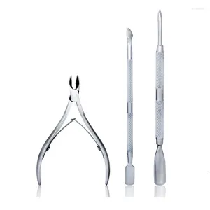 Tırnak Sanat Kitleri 3Pieces/Lot Manikür Araçları Set Paslanmaz Çelik Kütken Kaşığı İtme Püskürtücü Minzmanlar Düzeltici Clipper Cutter