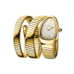 Наручные часы UTHAI W96, женские часы со змеей, золотые, продвинутые, модные, персонализированные, в стиле ретро, водонепроницаемые, с тремя петлями, женские часы-браслет