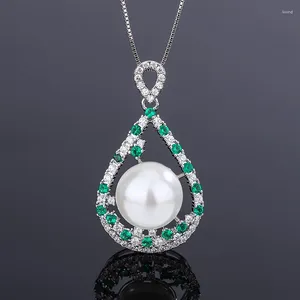 Ожерелья с подвесками, ювелирные изделия, медная подошва, позолоченная инкрустация, белый жемчуг, зеленый комплект, ожерелье из бисера CAB1