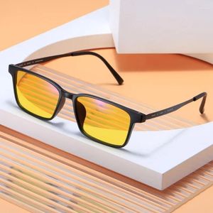 Güneş Gözlüğü Lüks TR90 Gece Görme Gözlükleri Dış Mekan UV400 Sürüş Gözlük Erkekleri Kadınlar Meydan Anti-Blue Hafif Optik Gözlük Gözlükleri