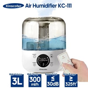 KINSCOTER Air Humidifier Wall Plug 220V 110V Electric Large Mist Volume 3L Aroma Diffuser Remote Control Timer 240104