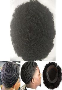 Afro Curl 360 Wave Q6 Кружевной передний парик Q6 Мужской парик для волос Мужские шиньоны Малайзийские девственные человеческие волосы Замена для черных мужчин1069685