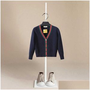 Girl'S Dresses Autumn Baby Boys Sweater Toddler V-Neck Jumper Knitwear Long-Sleeve Cotton Cardigans Children Clothes Kids Coat Q0716 Dhsyu