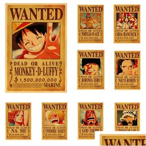 Duvar Çıkartmaları One Piece Klasik Vintage Poster Luffy Zoro Oda Dekor Art Kraft Kağıt Damlası Teslimat Ev Bahçesi DHW5C
