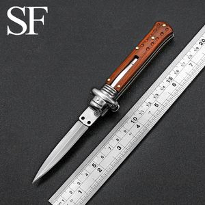Уличный автоматический охотничий нож для выживания в итальянском стиле мафии, кемпинга, 440, зеркальное лезвие, красочная деревянная ручка, EDC, многофункциональный инструмент
