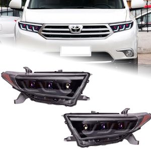 Автомобильные фары для Toyota Highlander 2012-2014 Kluger, передние ходовые фары, светодиодные DRL, дальний ближний свет, указатель поворота