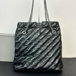 2023 Crush Tote Bag Дизайнерская сумка для мусора Сумки на цепочке Кошелек из натуральной кожи Модные буквы Серебряная фурнитура Черные стеганые сумки на ремне