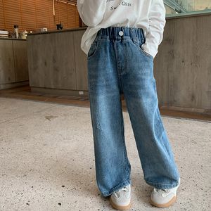 Autumn unisex children straight denim pants girls fashion loose casual jeans 28Y 240103