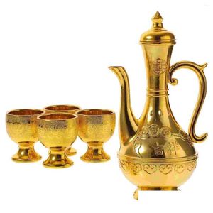 Şarap Gözlükleri Türk Kahve Pot Seti Vintage Jug Zarif Çay Altın Dekanter Sunak Bardakları Kutsal Damla Teslimat DHX0P