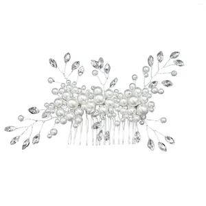 Headpieces mulher casamento flor pente de cabelo prata forte segurar peça com pérolas brancas para ornamentos decorativos