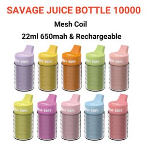 Электронная сигарета Одноразовая вейп-бутылка Savage Juice Bottle puff 10000 оптом poco 10000 22 мл 650 мАч 10000 слоеных вейпов контроль воздушного потока 20 мг 30 мг 50 мг перезаряжаемая