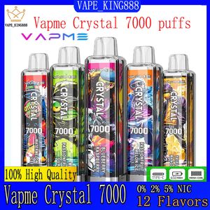 Оригинальный VAPME Crystal 7000 Puffs Ondessable Vape Juice 7k Vape Pen Device 14 мл заполненная сетка картриджа 650mah Перезаряжаемая батарея