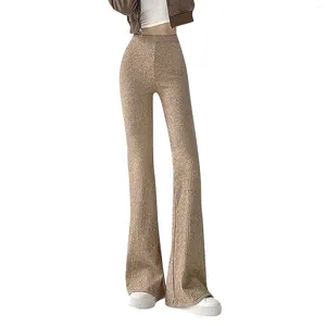 Женские брюки трикотажные расклешенные уличные женские леггинсы однотонные эластичные брюки с высокой талией обтягивающие эластичные широкие брюки