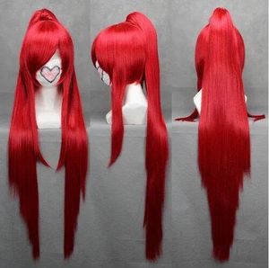 Peruk% 100 yepyeni yüksek kaliteli moda resmi tam dantel peruk kırmızı karanlık uzun sentetik saç cadılar bayramı parti peruk 1 kuyruk ordöğt