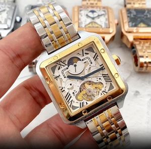 2024 Yeni Klasik Mekanik Otomatik Tasarımcı Saat kadınları Panthere Moda Hareketi Saatler Kare Tank Kadınlar Altın Gümüş Saatler Montre De Luxe Business